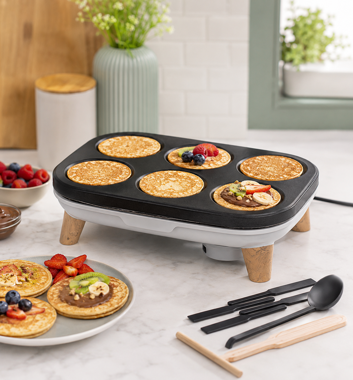 Tefal PY900D – Elektrischer Crêpe-Maker für 6 Mini-Crêpes, 1100 W